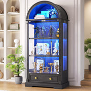 Arched Glass Display Cabinet with LED Motion Sensor Lighting