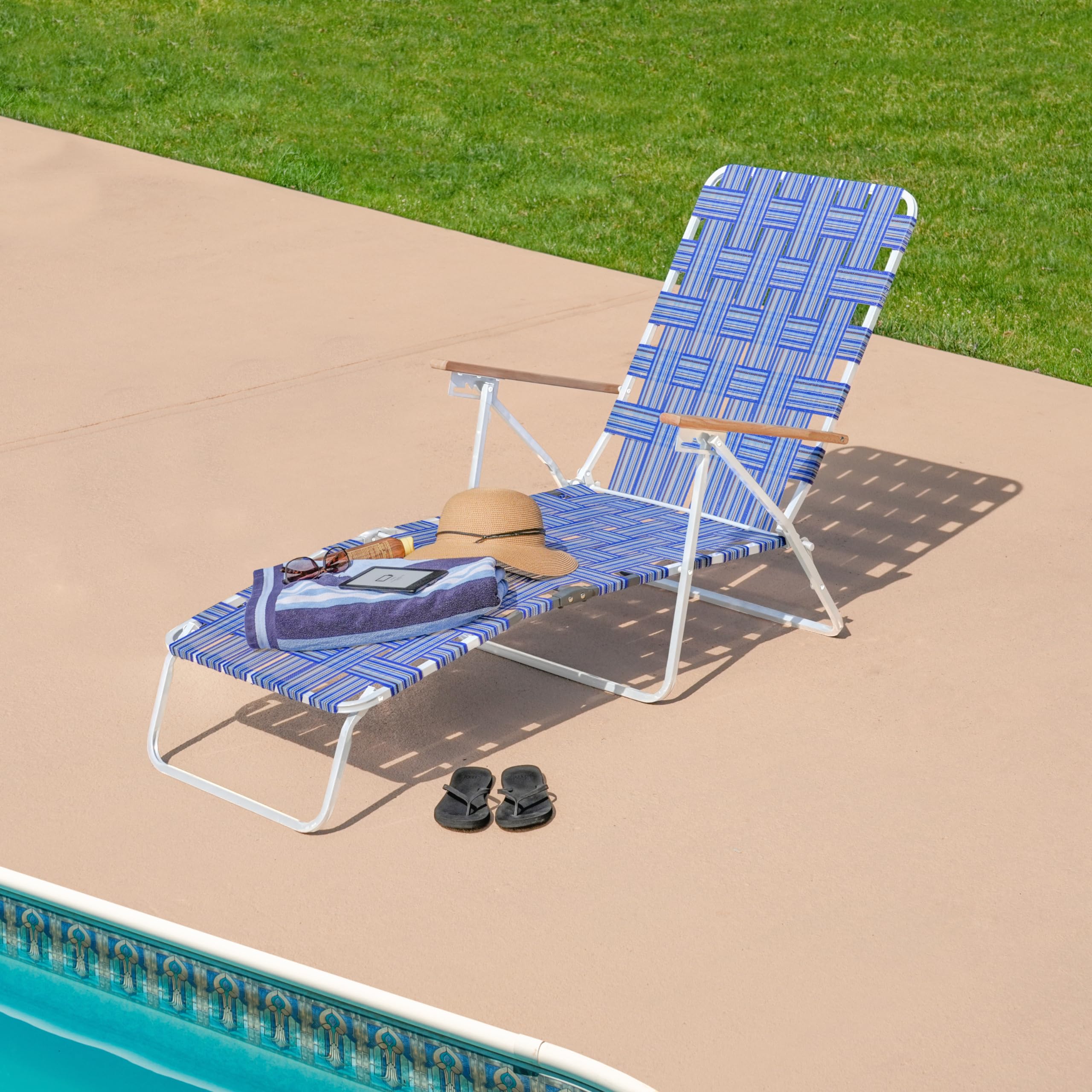 4-Position Folding Web Chaise Lounge Chair