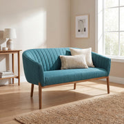 Teal Channel-Stitched Loveseat