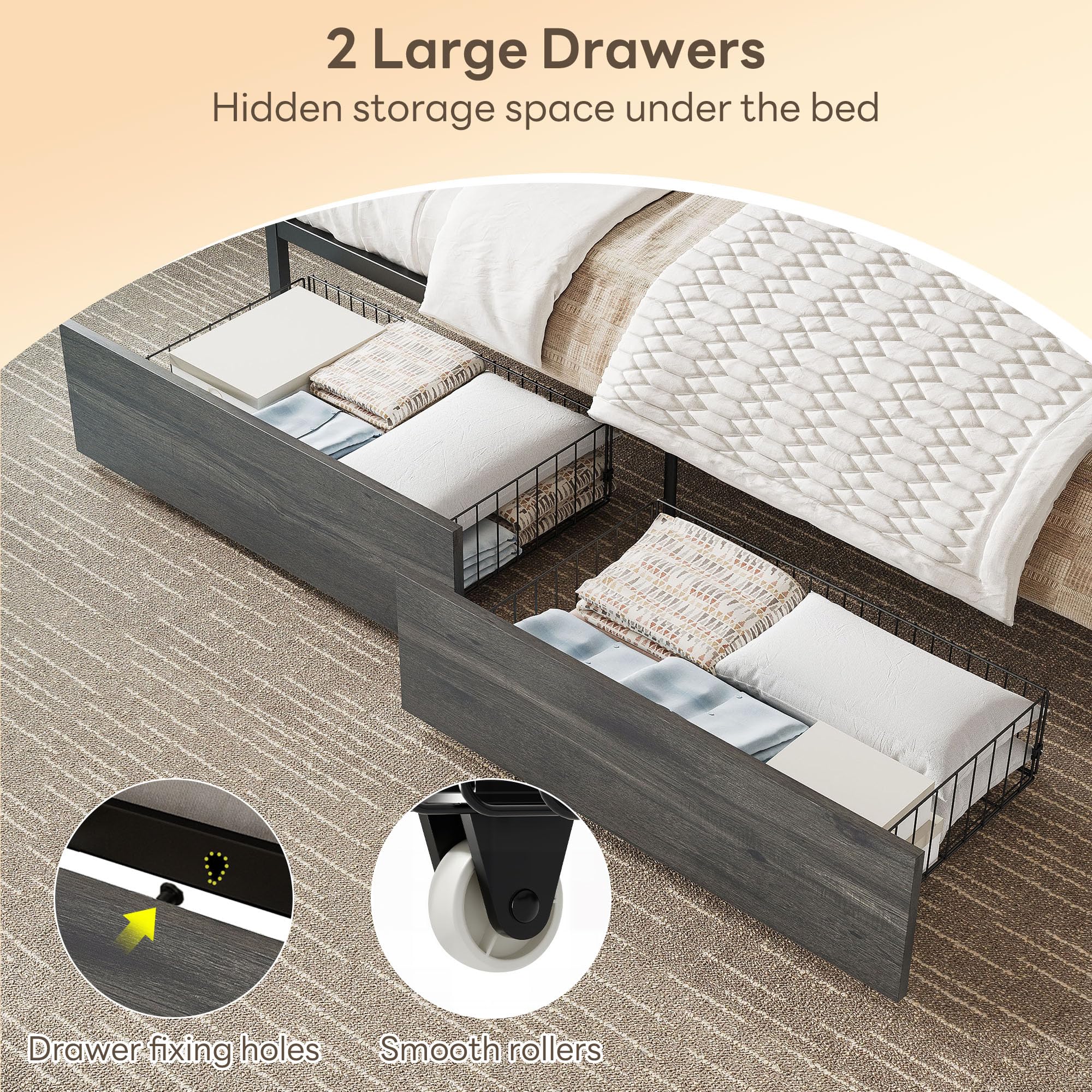 Twin Daybed with Storage Drawers & Charging Station