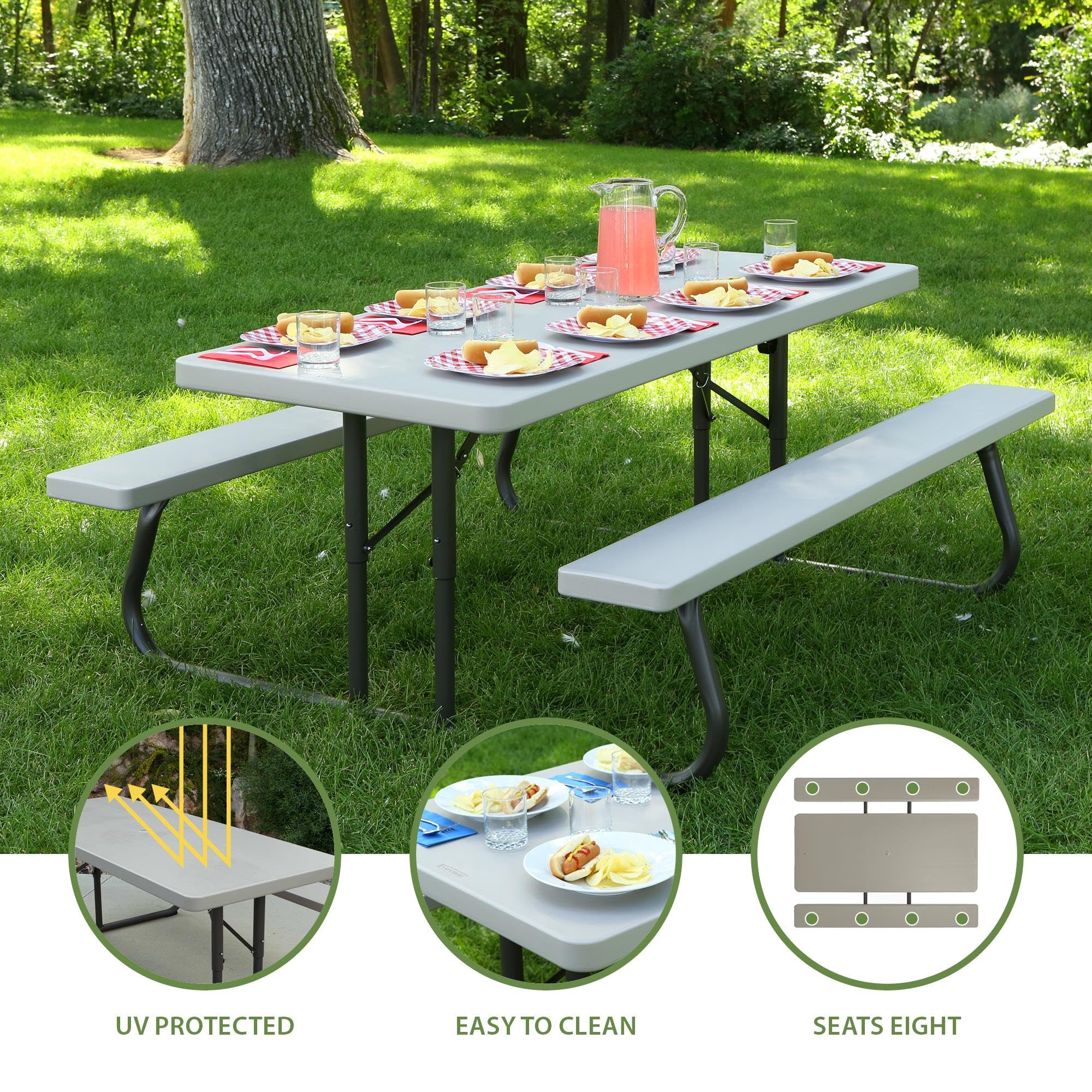 6-Foot Folding Picnic Table with Bench Seating