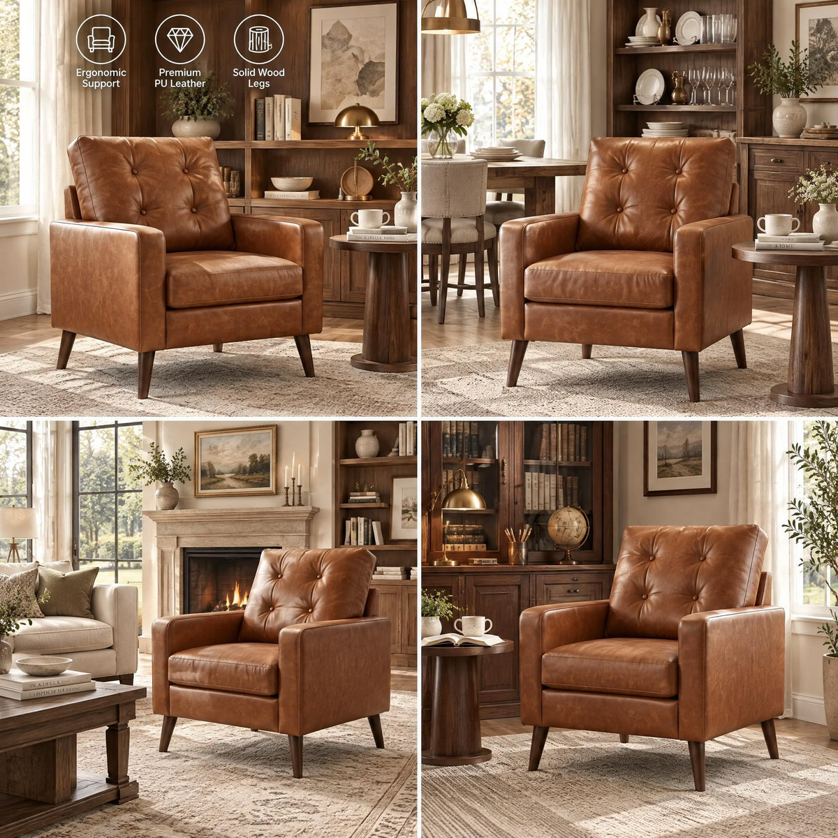 Tufted Faux Leather Accent Chair