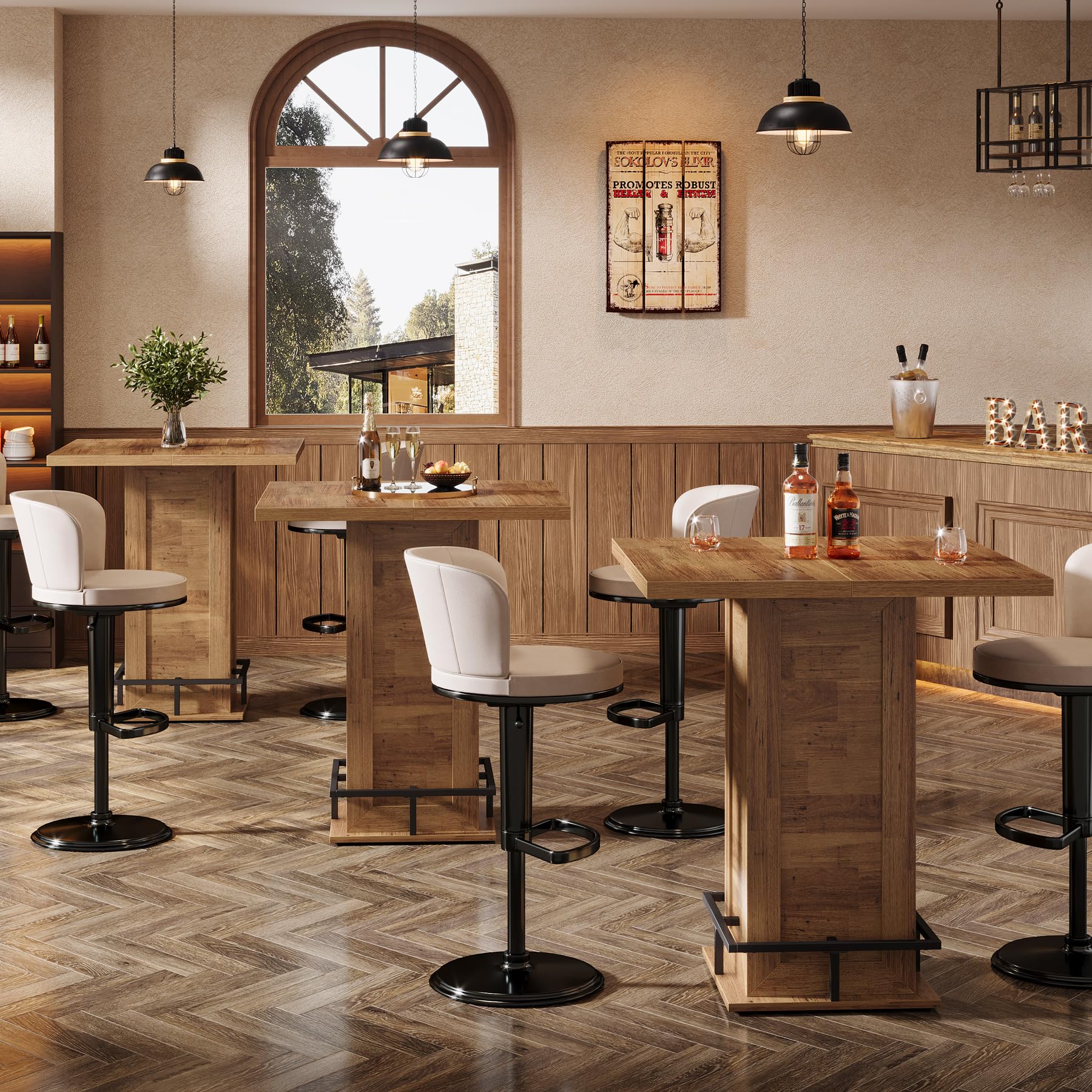 Square Bar Table – Industrial High Top Pub Table
