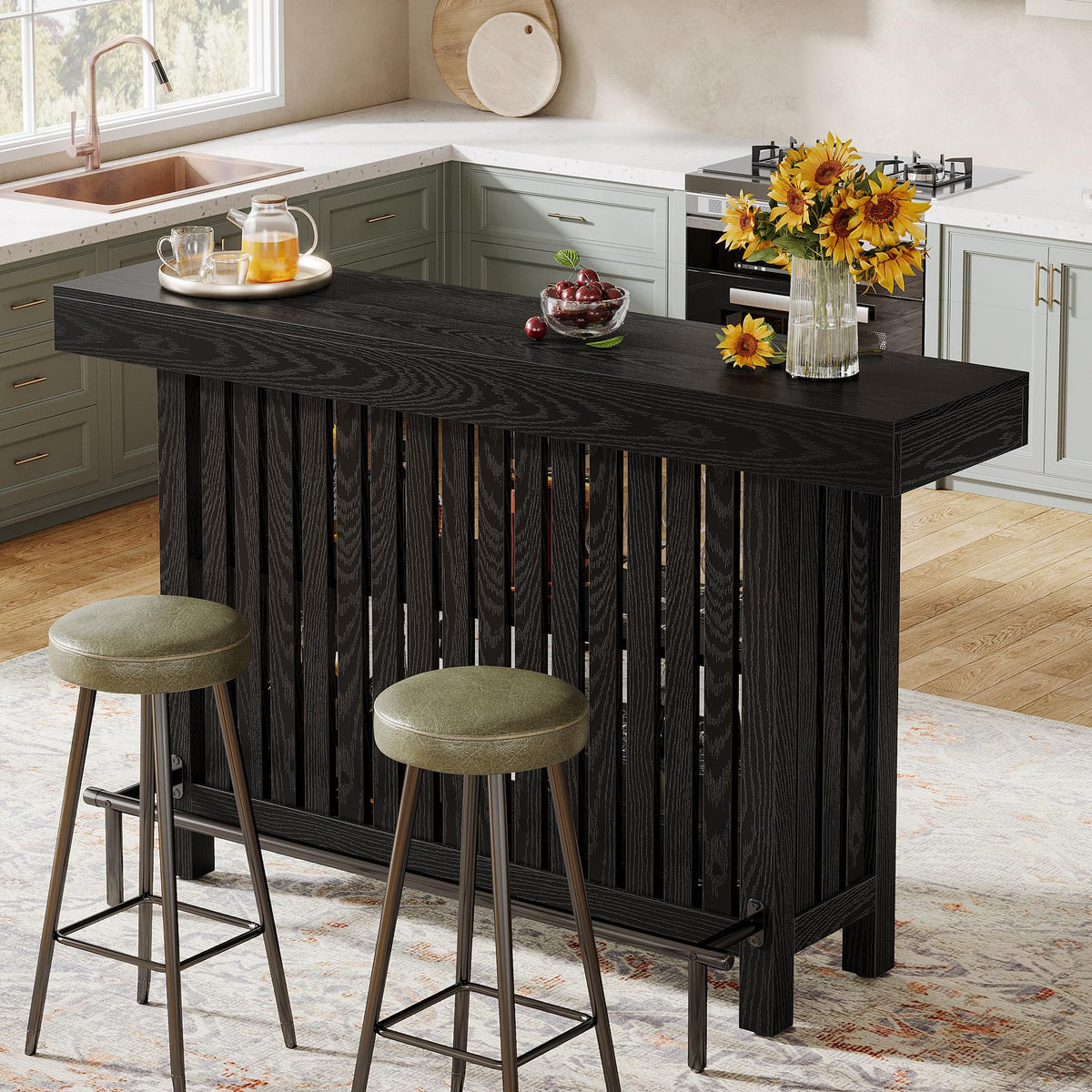 Bar Table with Storage and Footrest