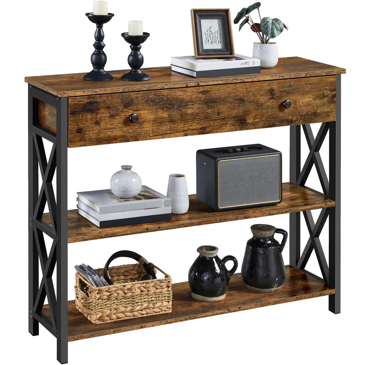 Rustic Console Table with Drawer