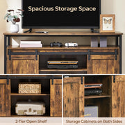 Rustic Brown TV Stand with Sliding Barn Doors