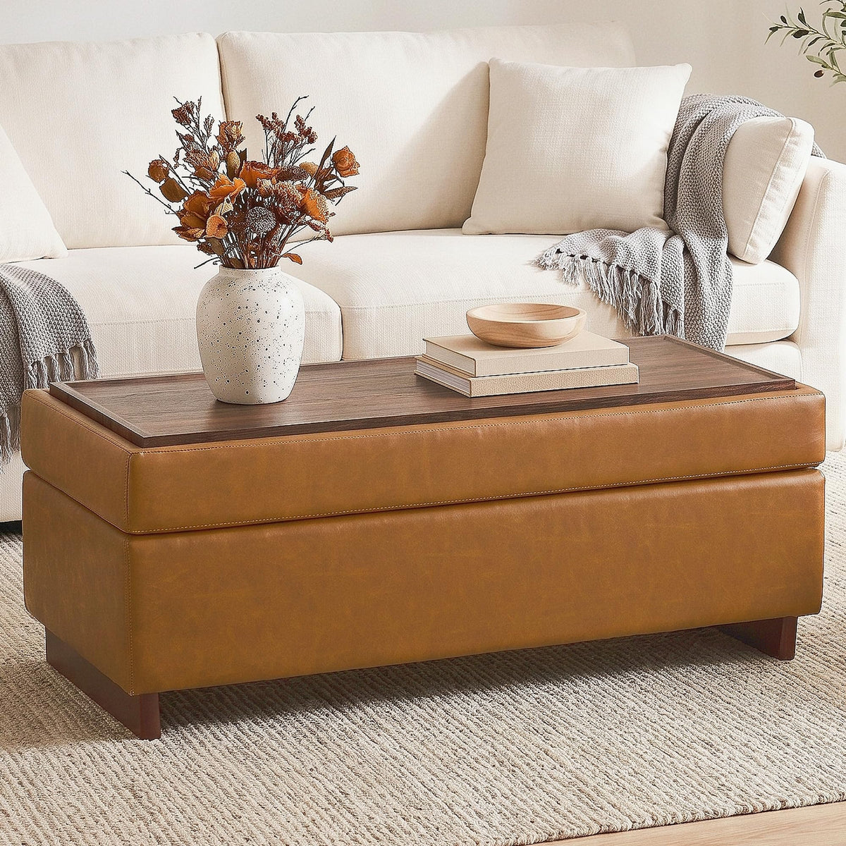 Immulize Storage Ottoman, End of Bed Bench, 46 Inches Ottoman Coffee Table