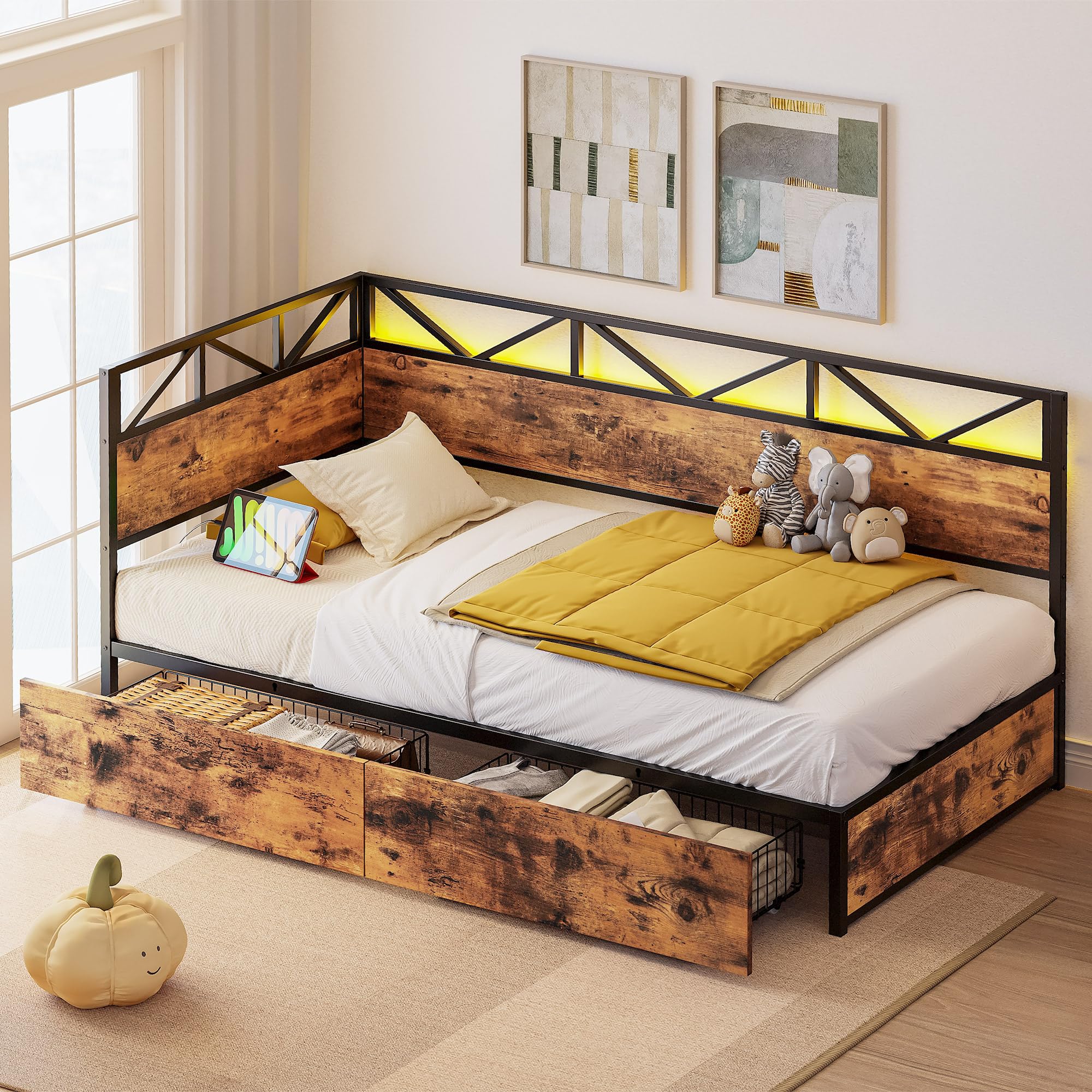 Twin Daybed with Storage & Charging Station