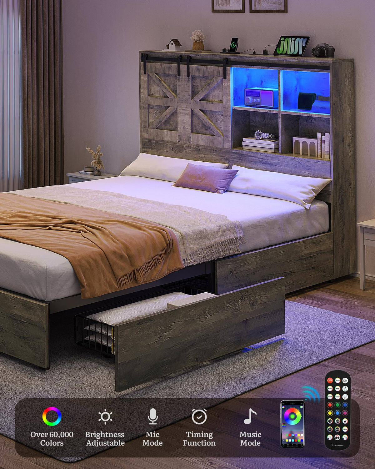 Queen Farmhouse Storage Bed