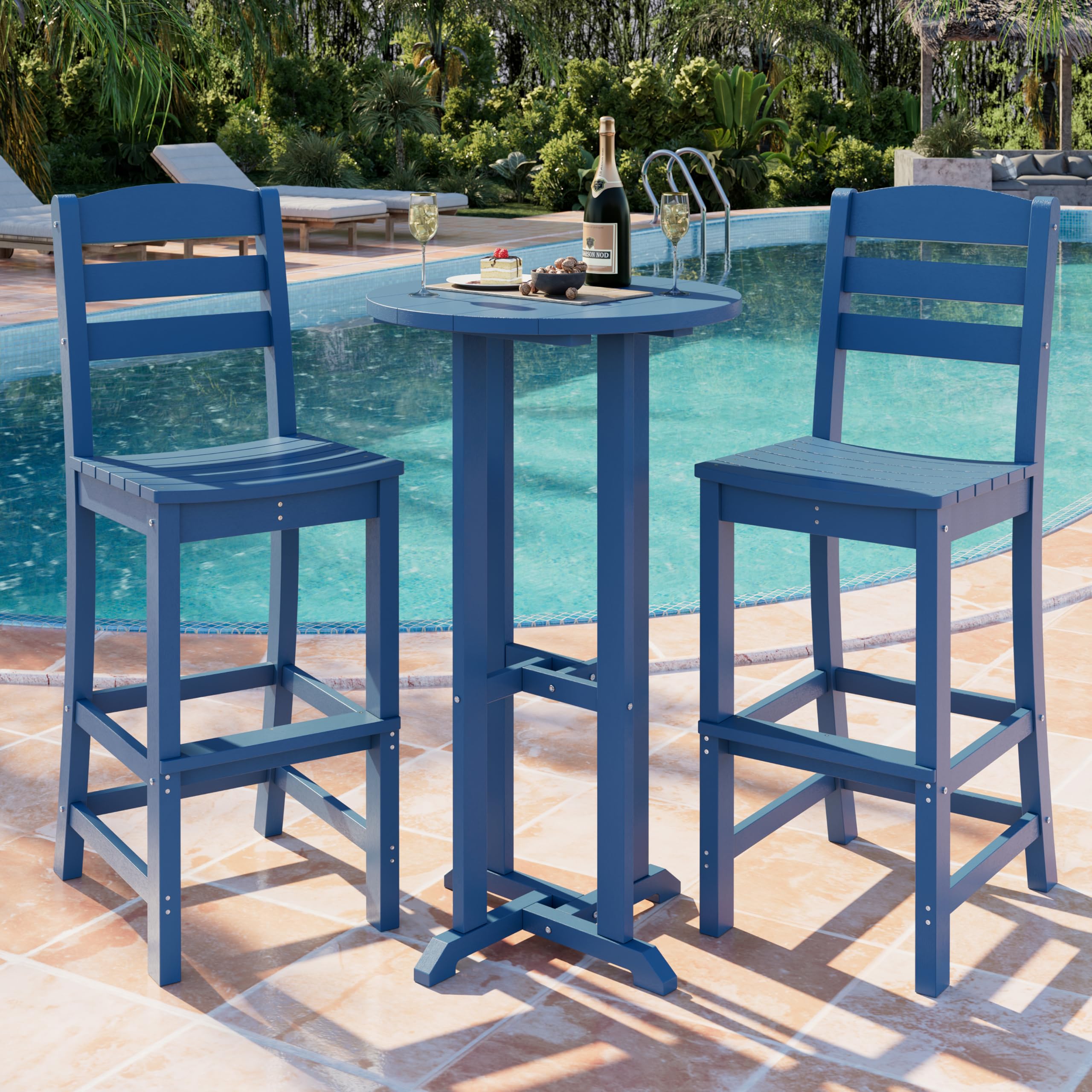 3-Piece Outdoor High-Top Bar Set with Adirondack Chairs