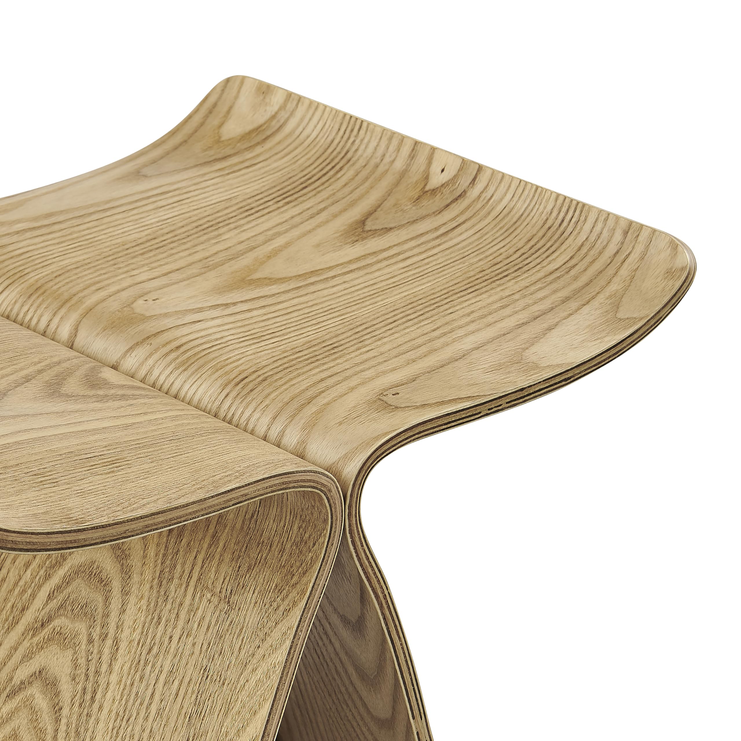 Euro Style Fleur End Table | Sculptural Ribbon-Curve Silhouette Butterfly Design | Easy-Reach Compact Side Table for Snacks, Drinks, Remote, Magazine or Living Essentials | Natural Ash Veneer