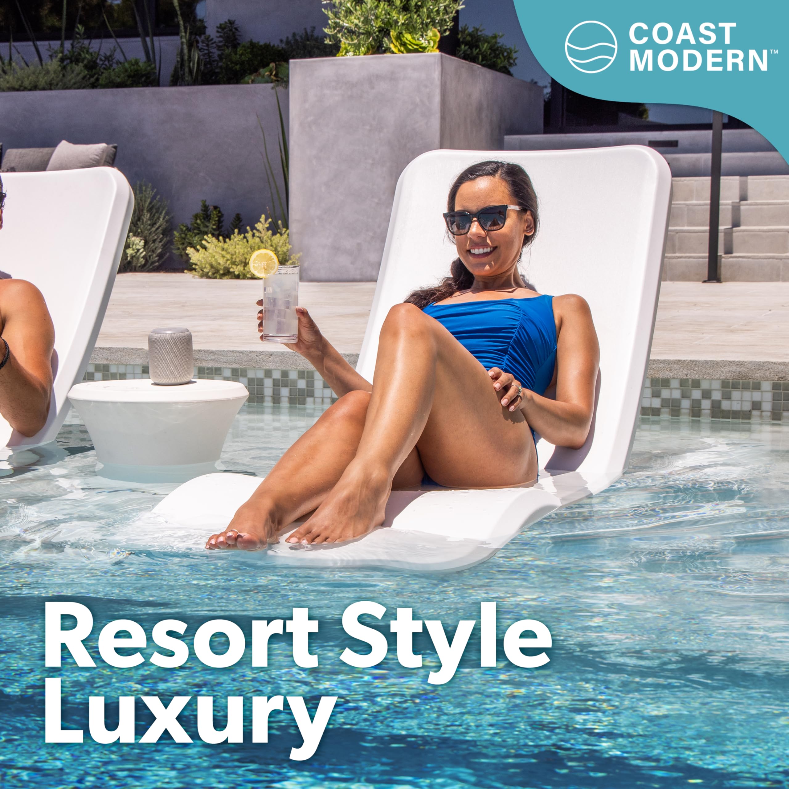 Pool Baja Shelf Lounge Chair – Weighted, Waterproof, White