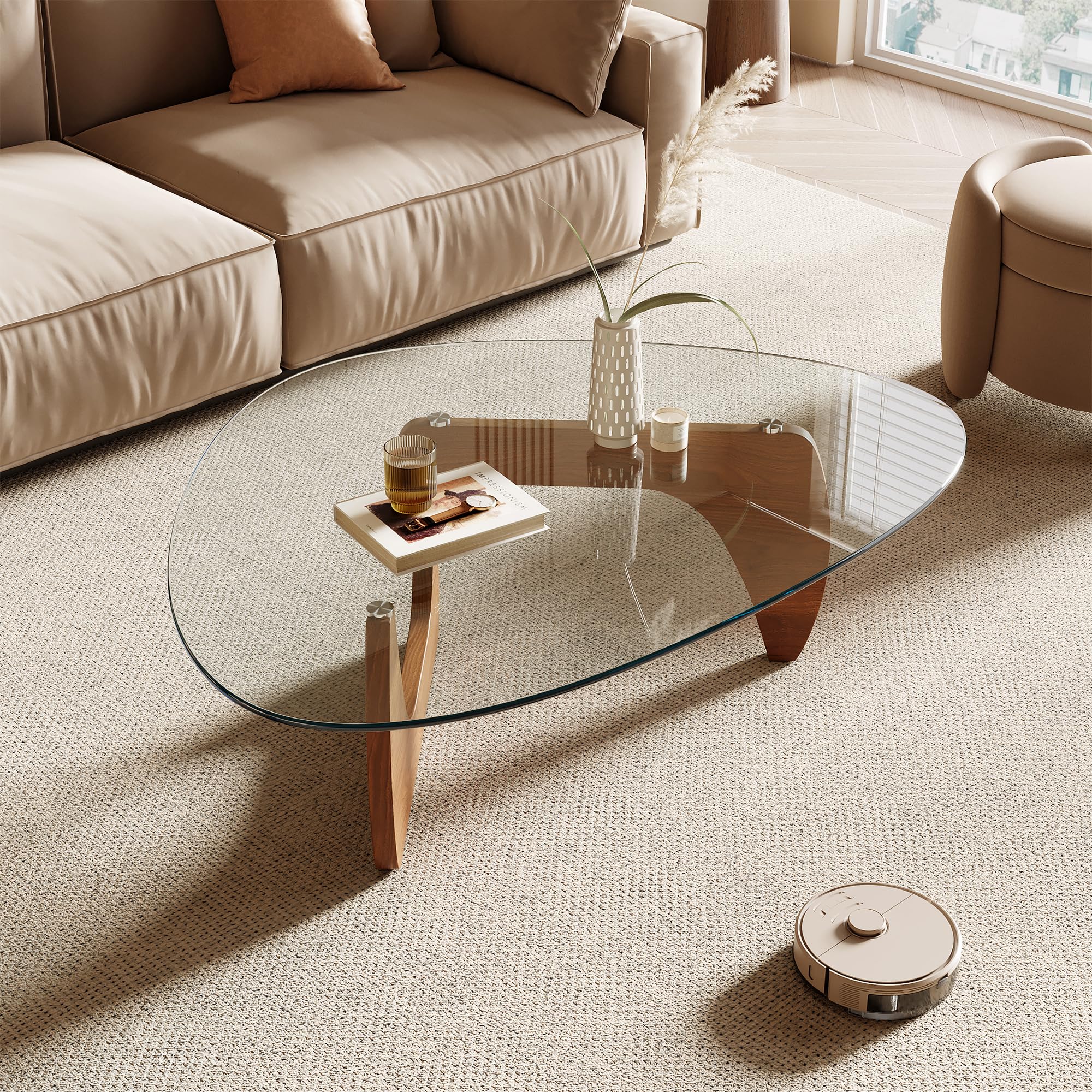 Triangle Glass Top Coffee Table