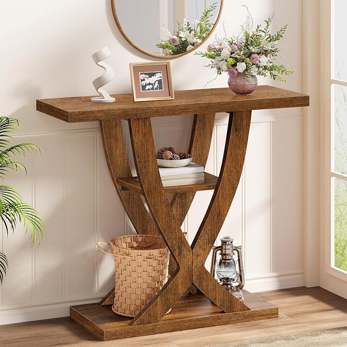 Black 3-Tier Console Table
