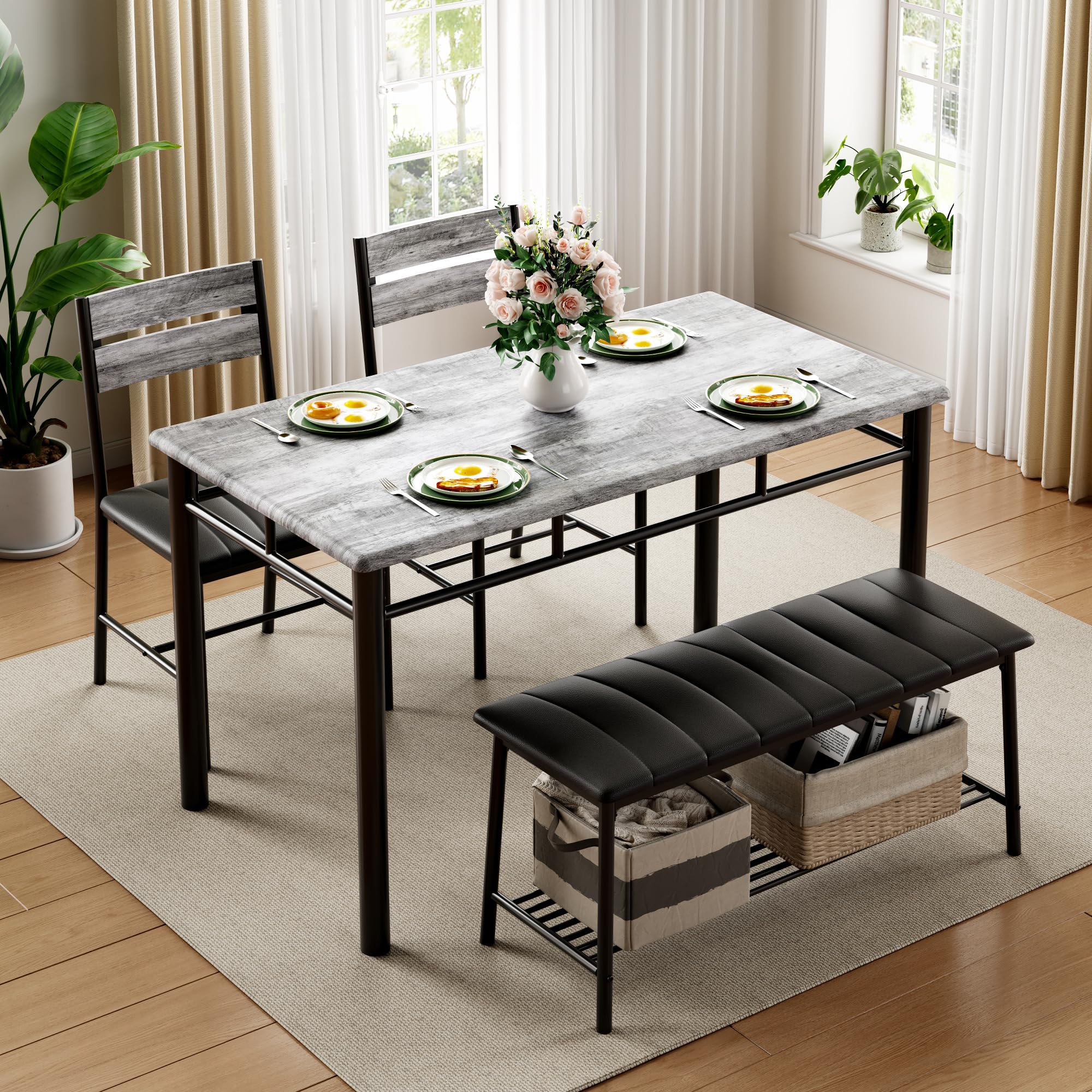 Industrial Modern Dining Table Set for 4