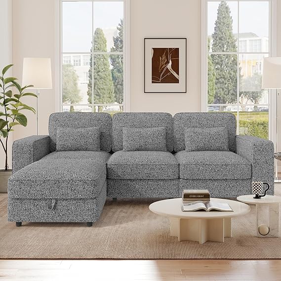 L-Shaped Sectional Sofa – Dark Grey