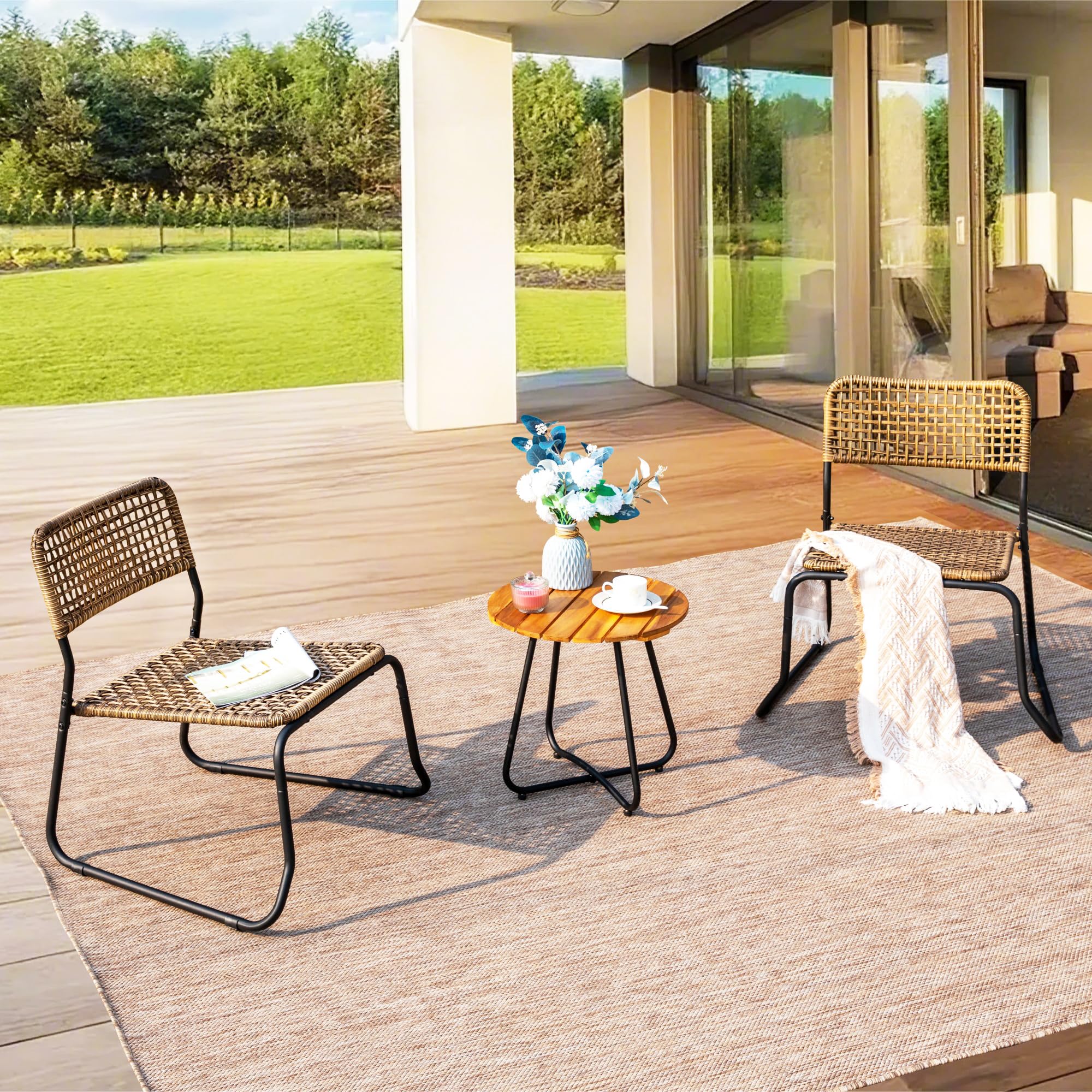 3-Piece Outdoor Wicker Bistro Set