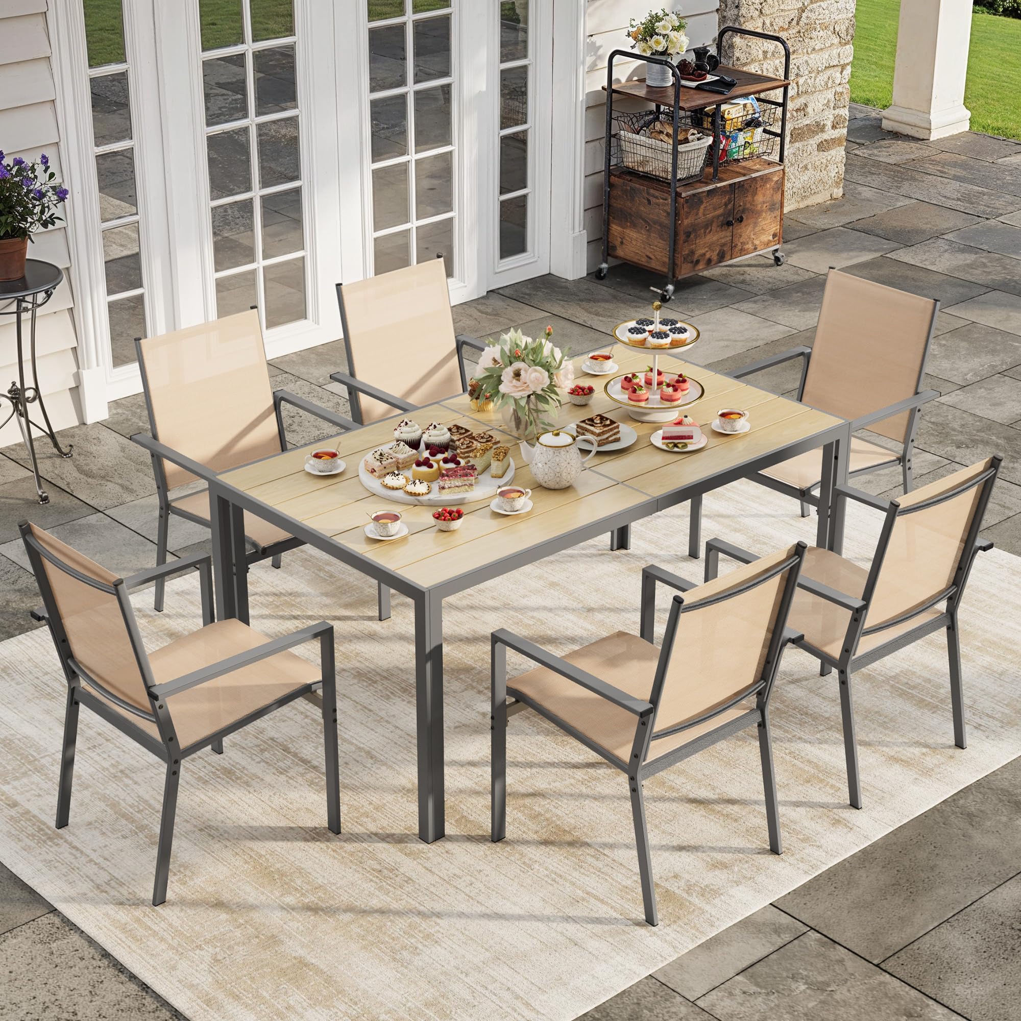 6-Person Outdoor Patio Dining Set with Umbrella Hole