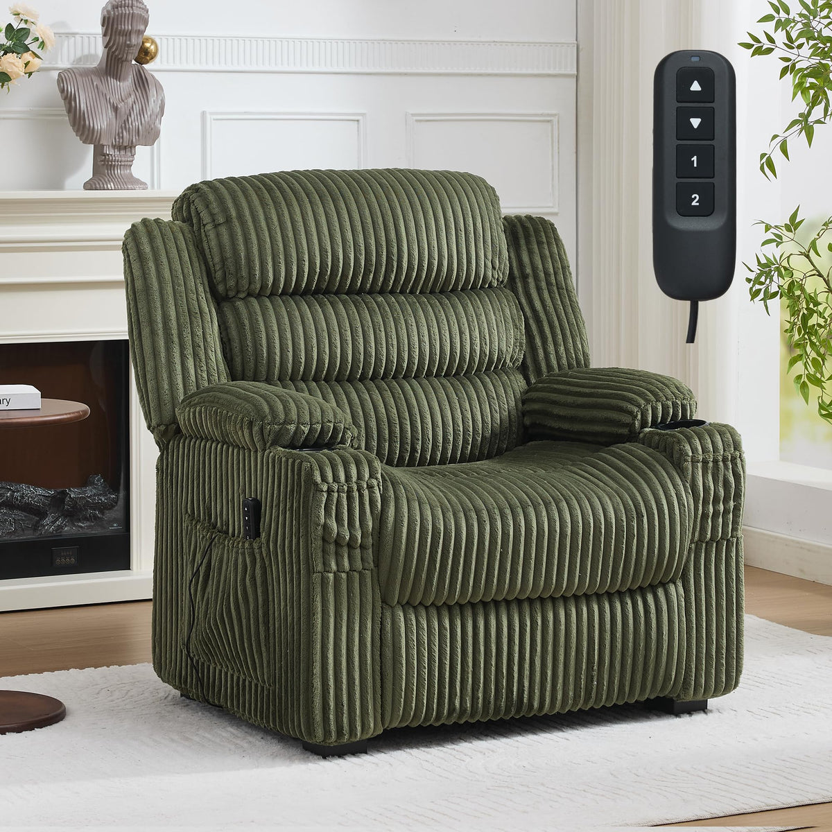 Oversized Corduroy Power Recliner