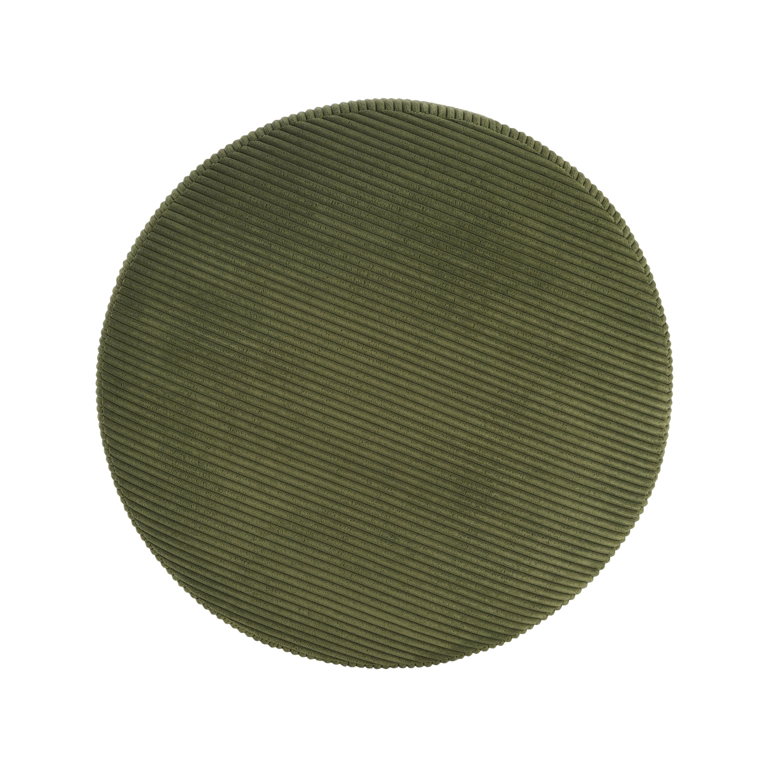 Christopher Knight Home GAVI Corduroy Ottoman Foot Stool, 30" Pouf Footstool Ottoman Seat, Upholstered Foot Chair, Round Footrest, Modern Side Table for Living Room Bedroom Home Decor, Olive Green