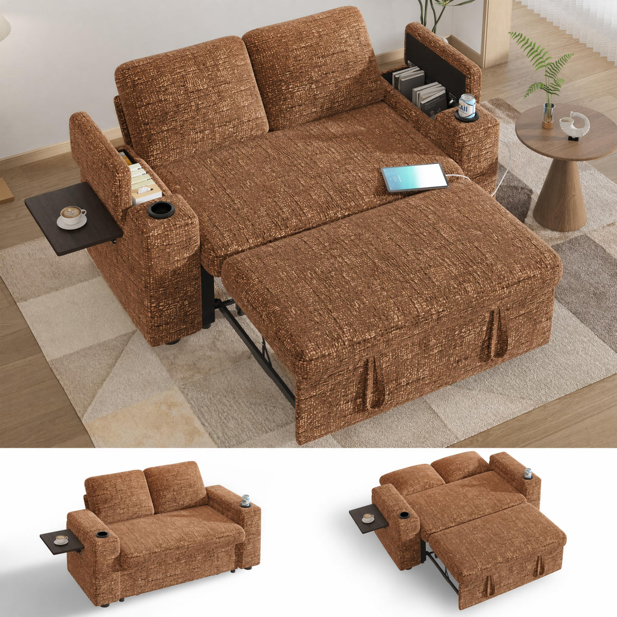 Chenille Sleeper Loveseat