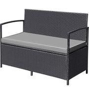 Black Wicker Storage Loveseat