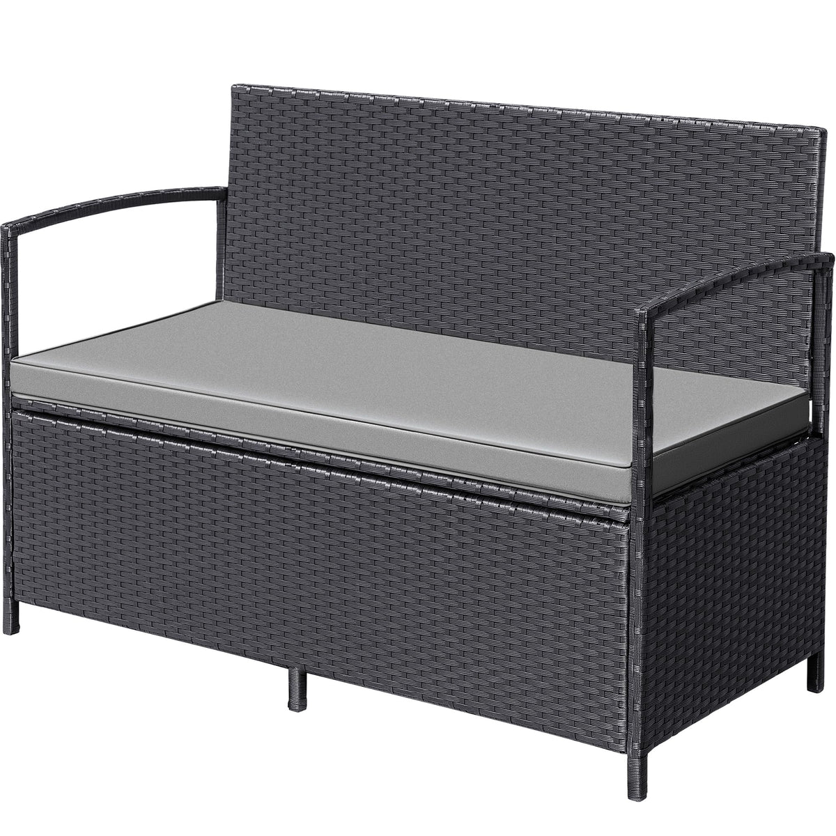 Black Wicker Storage Loveseat