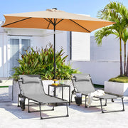 Yaheetech 26.4" Outdoor Folding Tanning Chair, Chaise Lounge Chairs with 5 Back Position Adjustable, Extended Portable Lounger for Beach, Patio, Gray