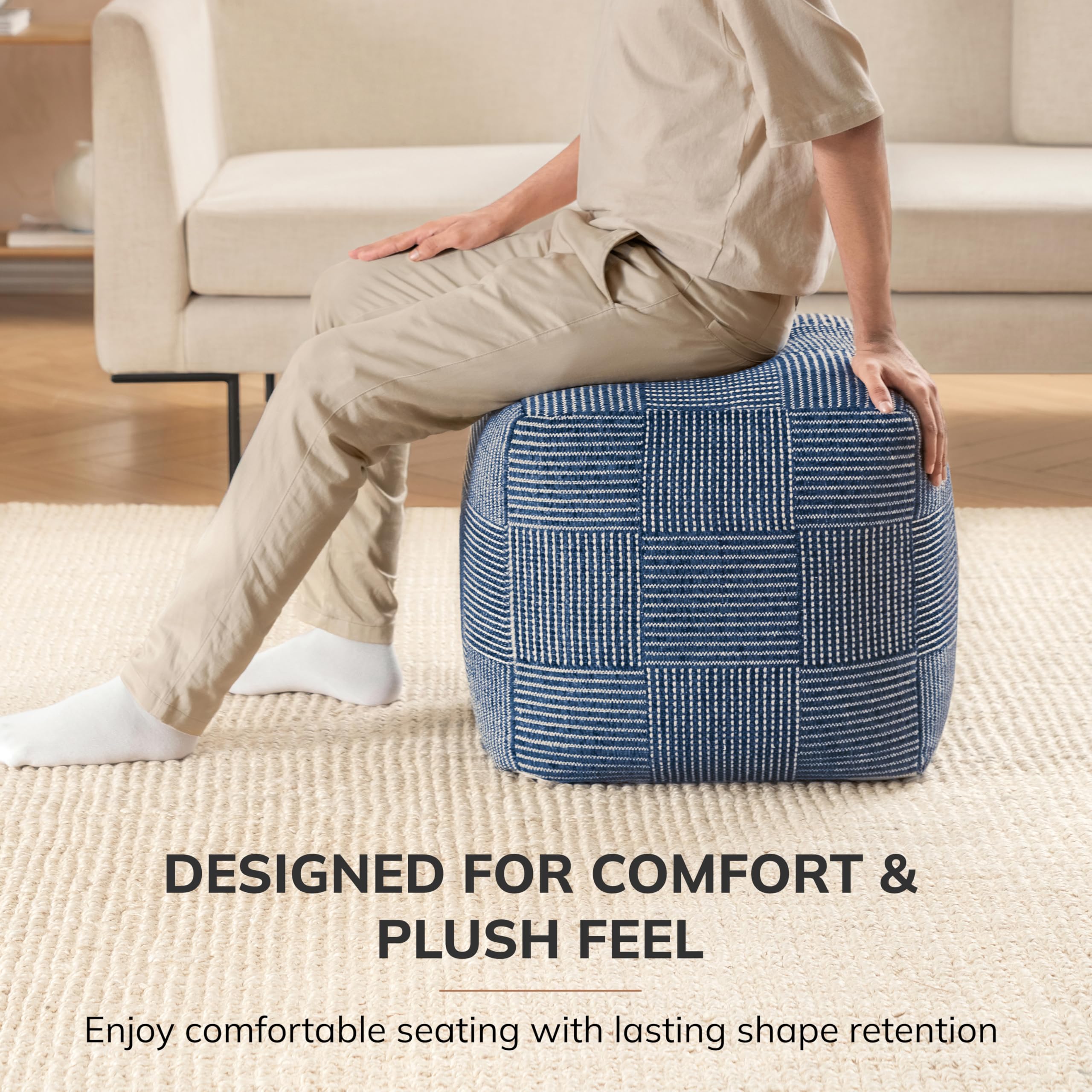 Square Pouf Ottoman Footrest