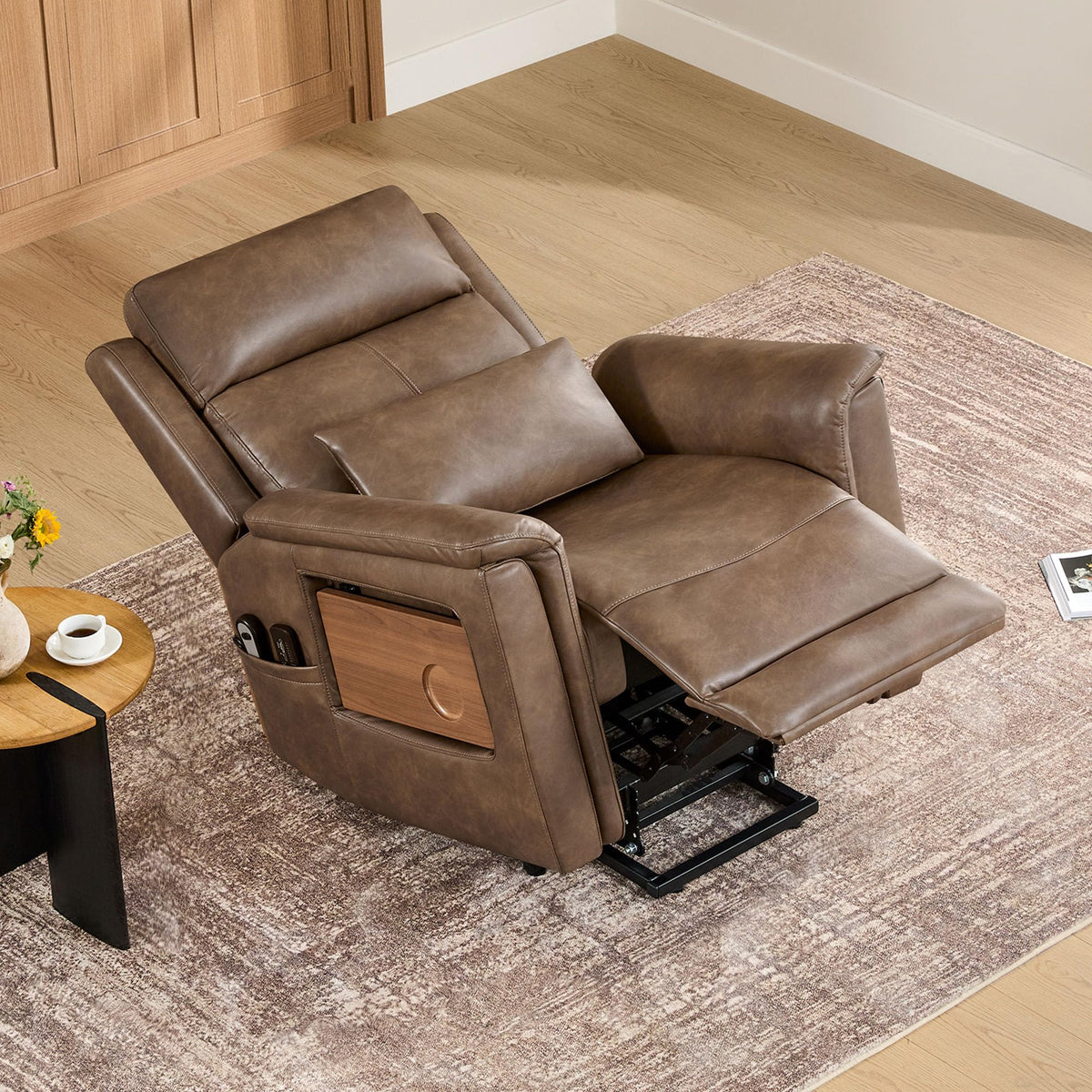 CHITA Leather Power Lift Recliner Chair for Elderly, Heat & Massage, Saddle