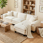 Corduroy Sectional Sofa with Ottoman