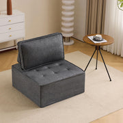 GDFStudio Modular Sofa Couch with Wooden Frame, Linen Fabric Single Module Sofa, Freely Configurable Sectional Seating, Independent Spring Support, Modern Living Room Furniture, Dark Grey