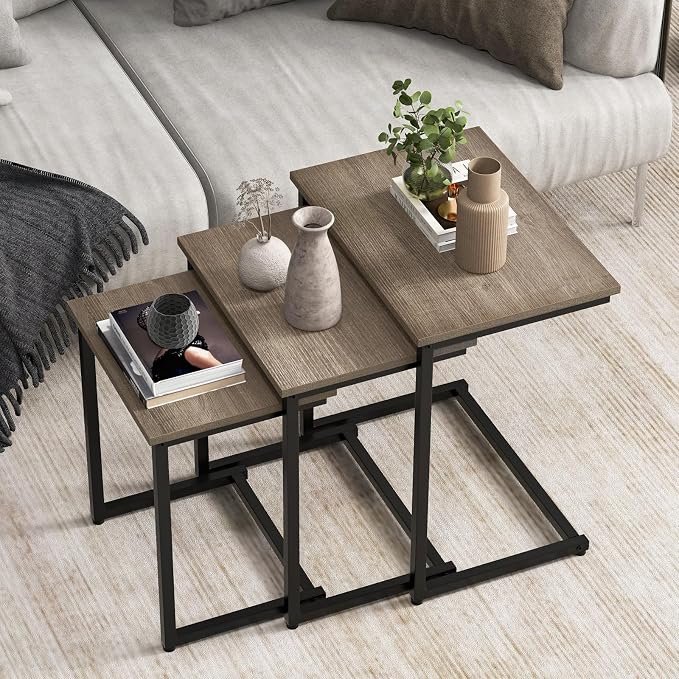 C-Shaped Nesting Tables, Set of 3
