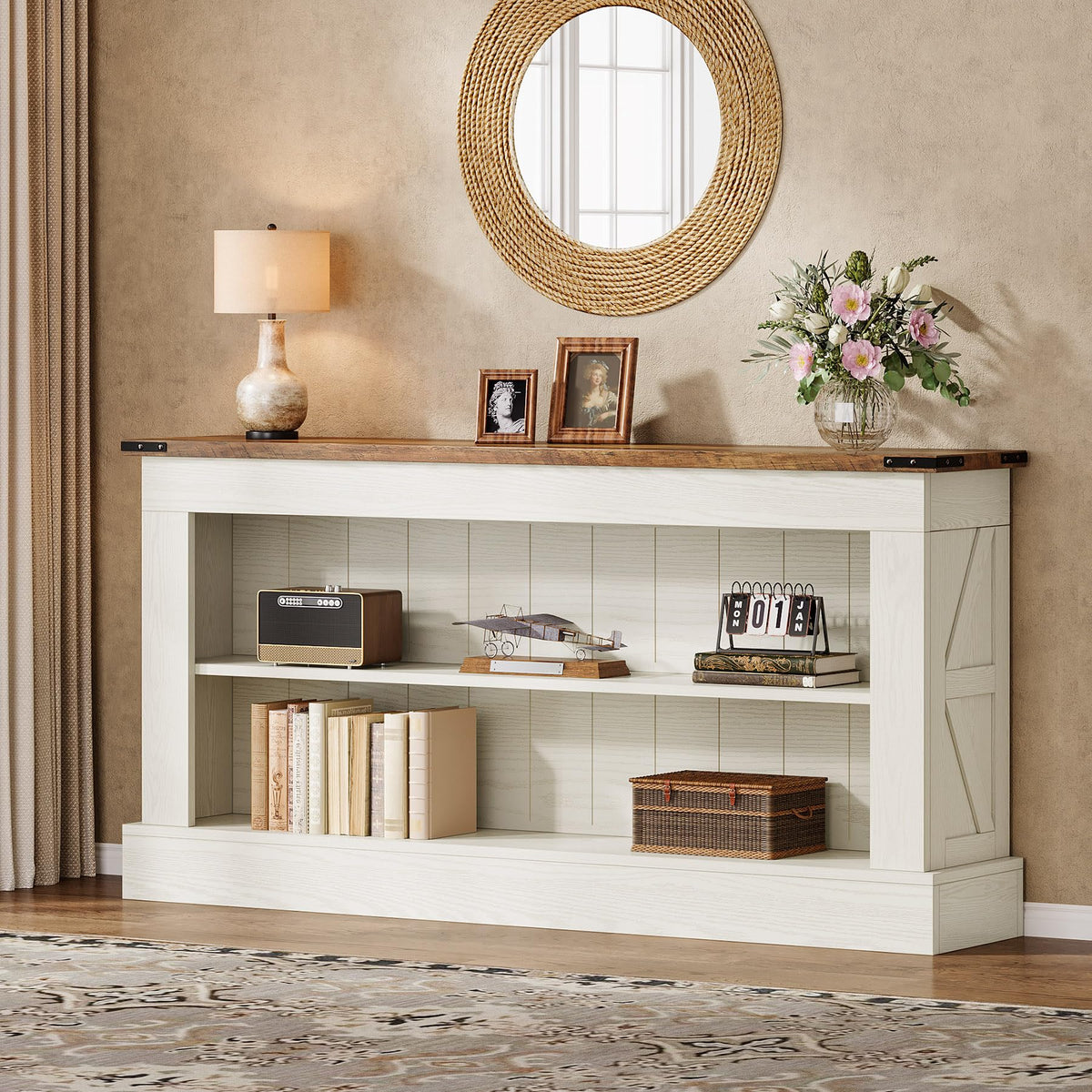 Tribesigns 63" Console Table, 3-Tier Entryway Table with Storage Shelves