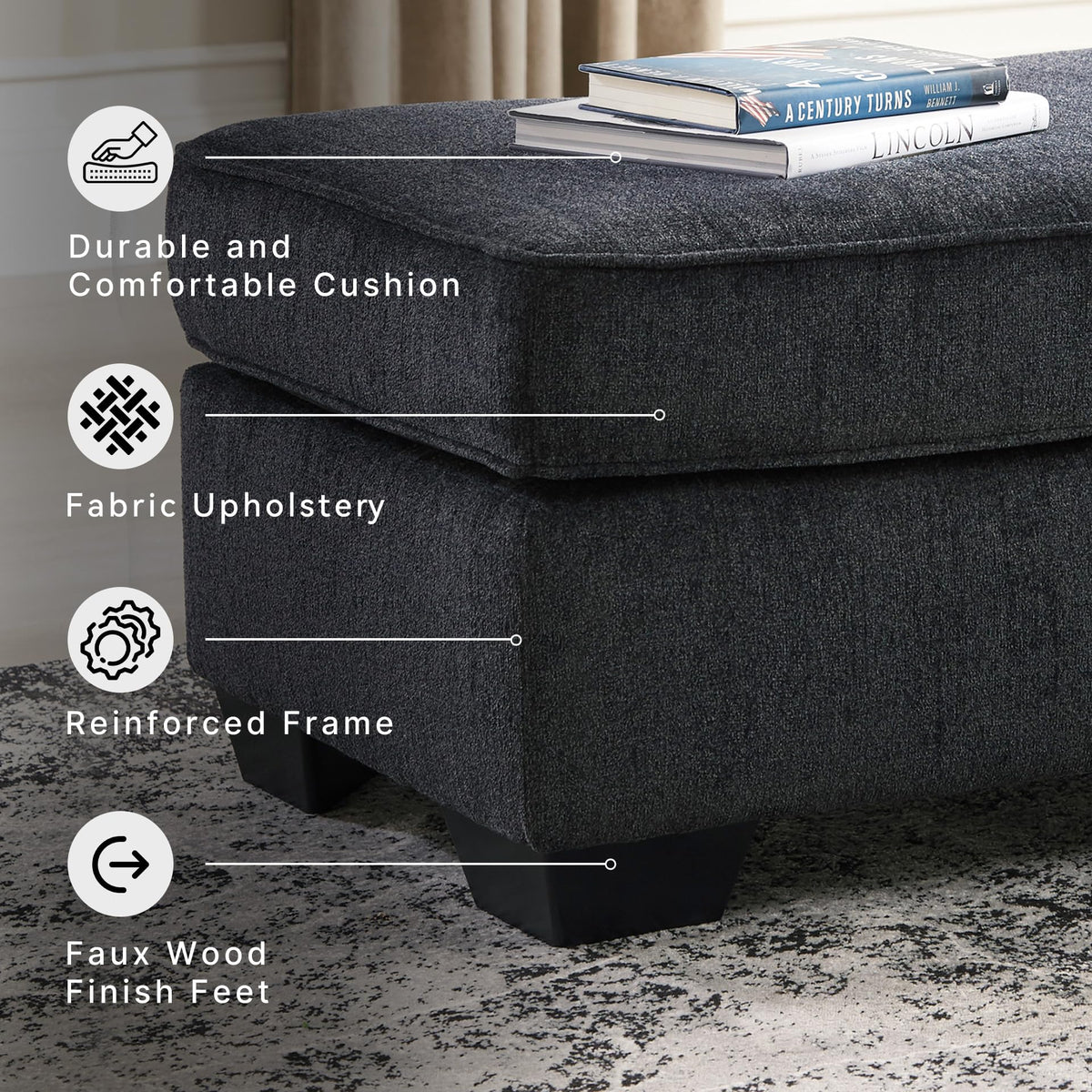 Rectangular Chenille Ottoman