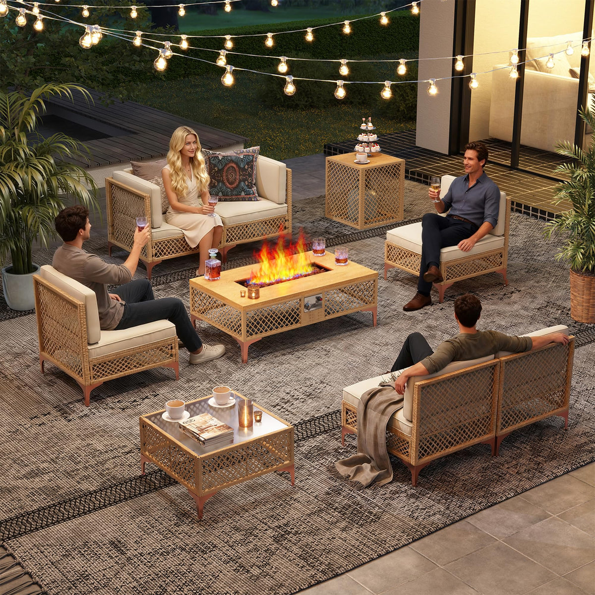 Rattan Fire Pit Table