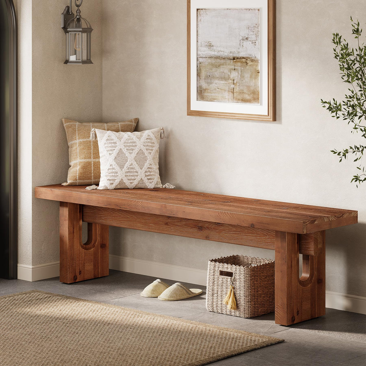 Solid Wood Farmhouse Dining Bench