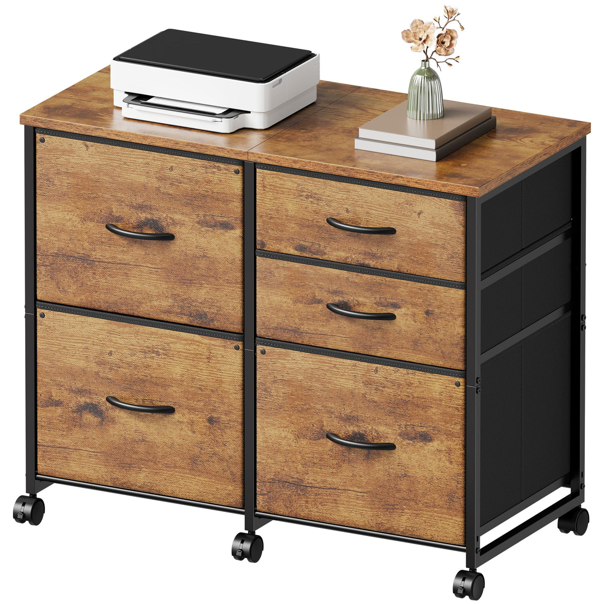 5-Drawer Rolling File Cabinet
