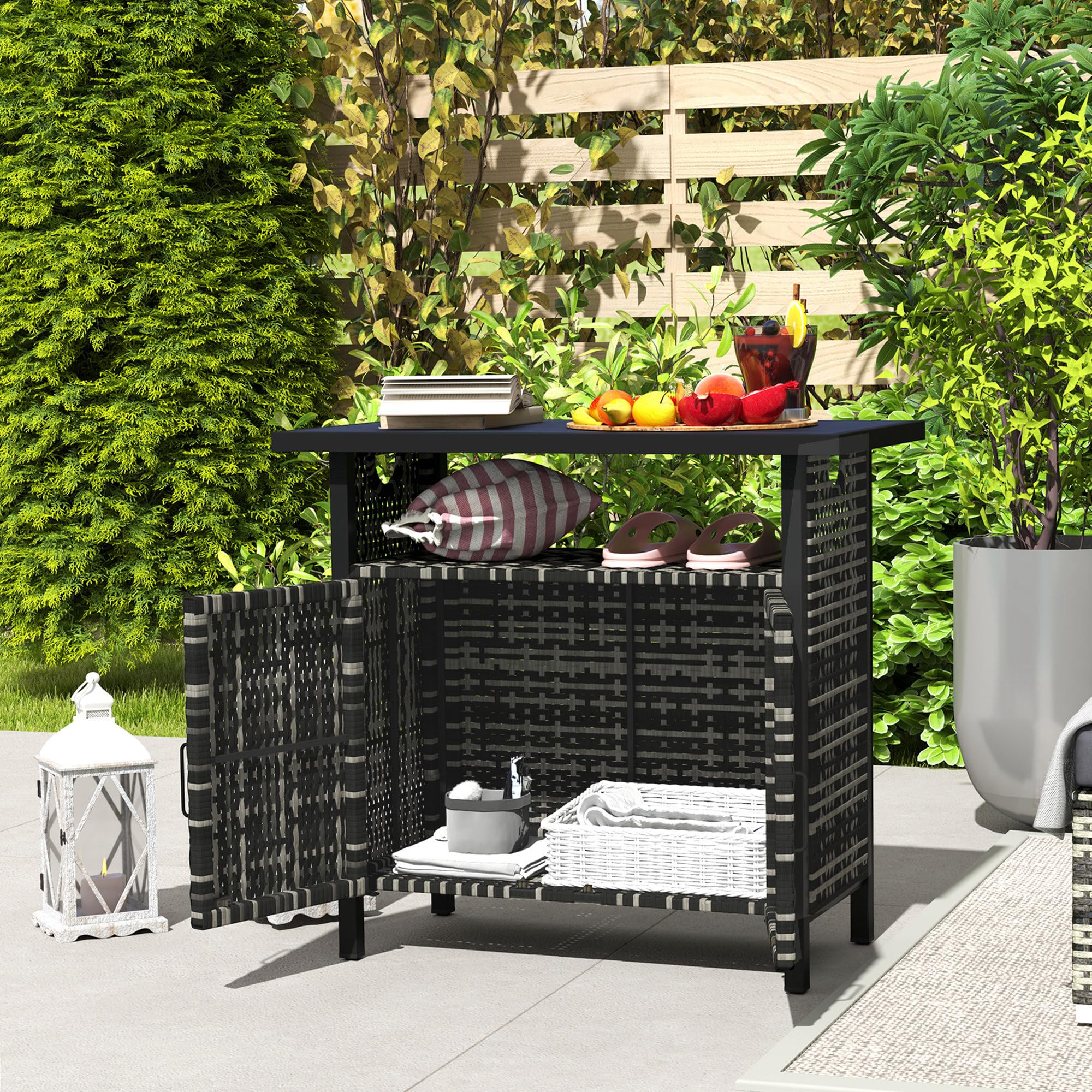 Outdoor Pool Towel Storage Cabinet with Shelf