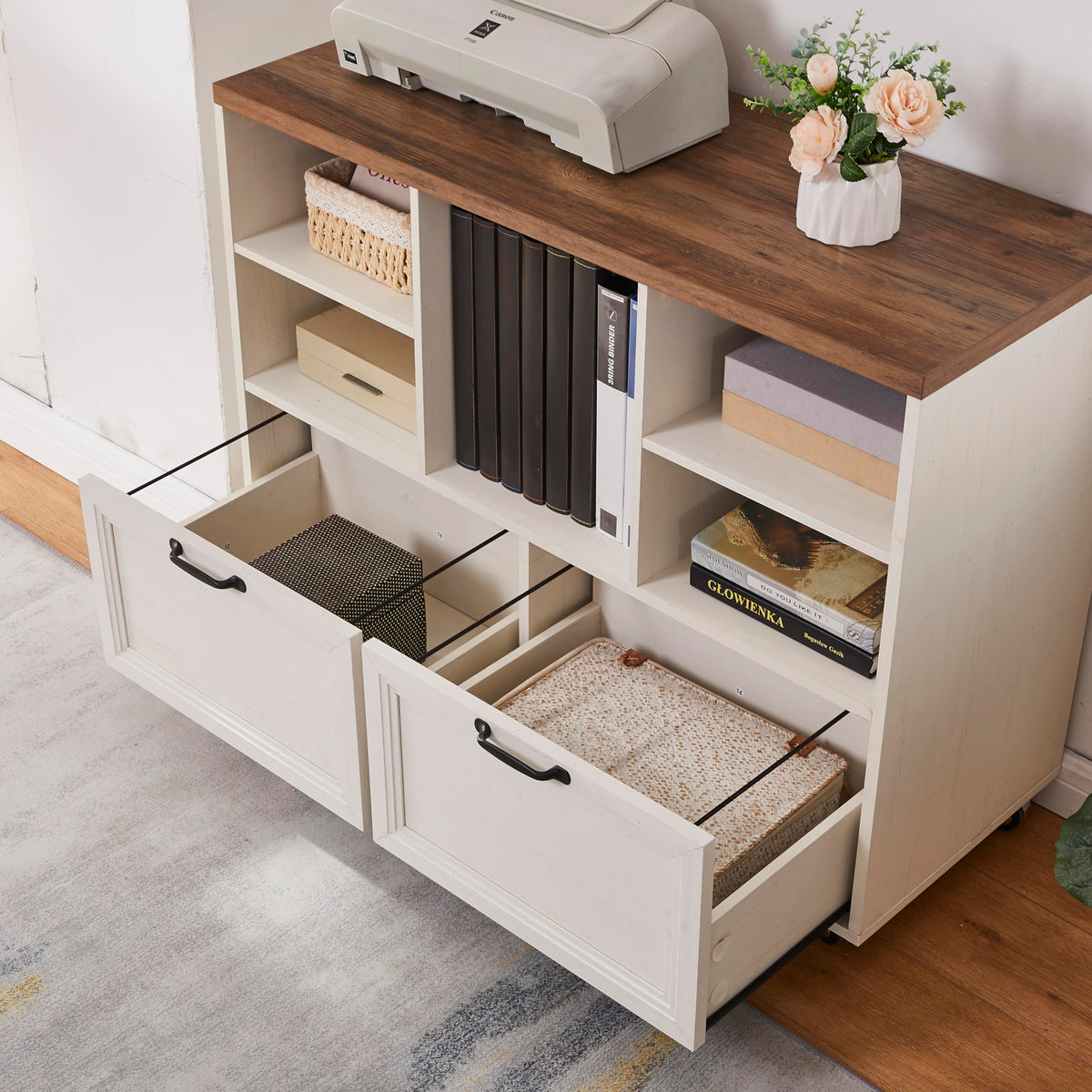 Farmhouse Rolling File Cabinet