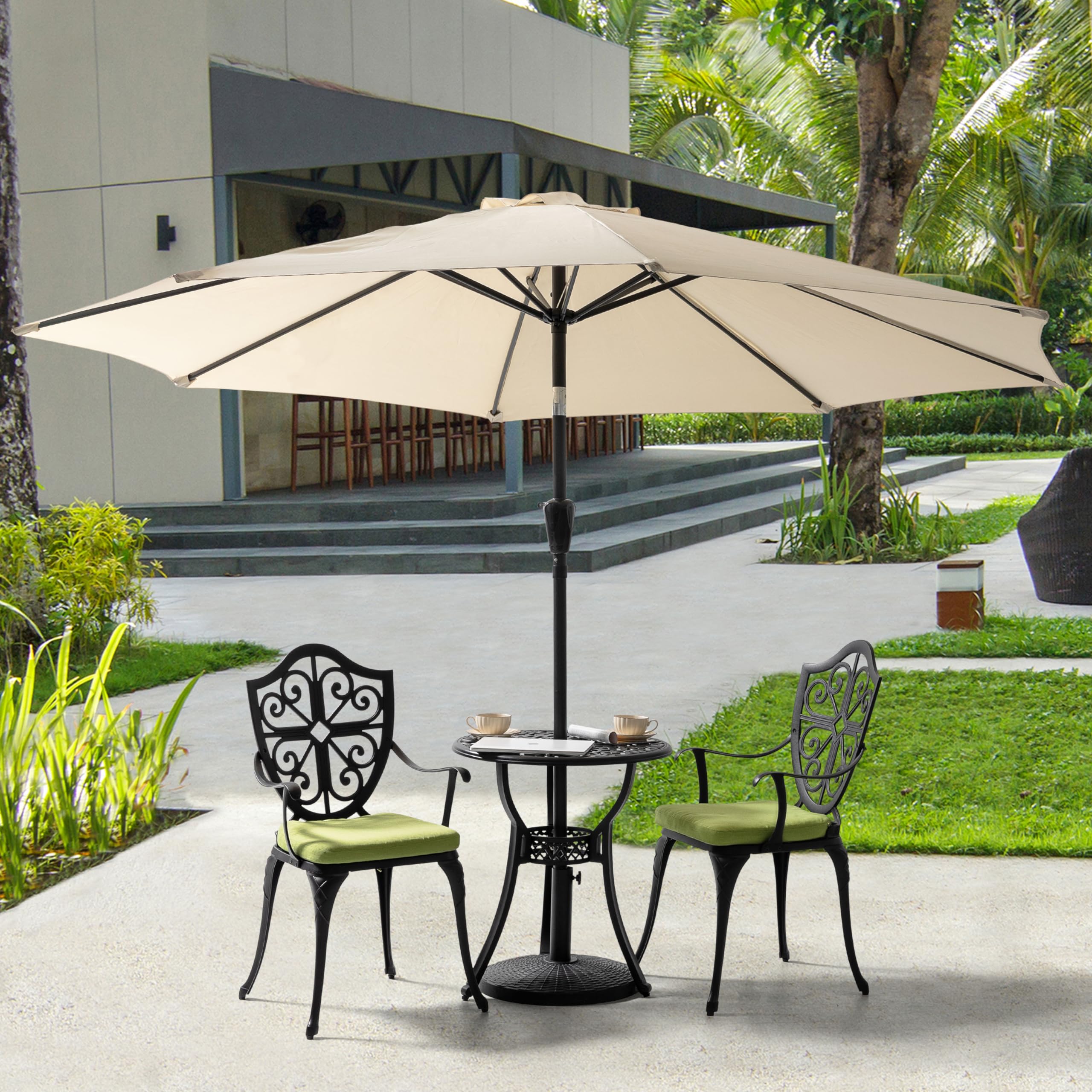 Outdoor 3-Piece Cast Aluminum Bistro Set with Cushions