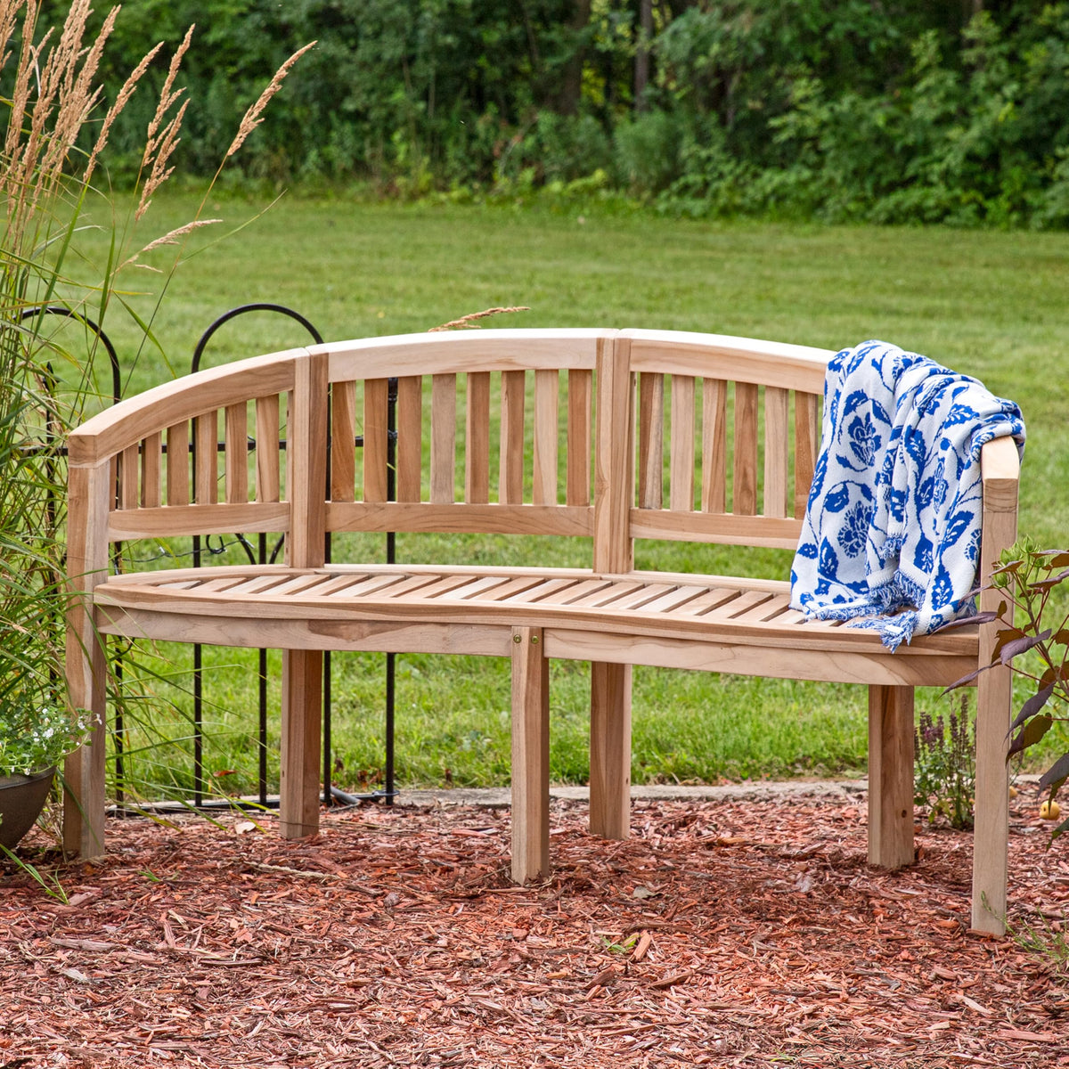 Curved Teak Outdoor Bench