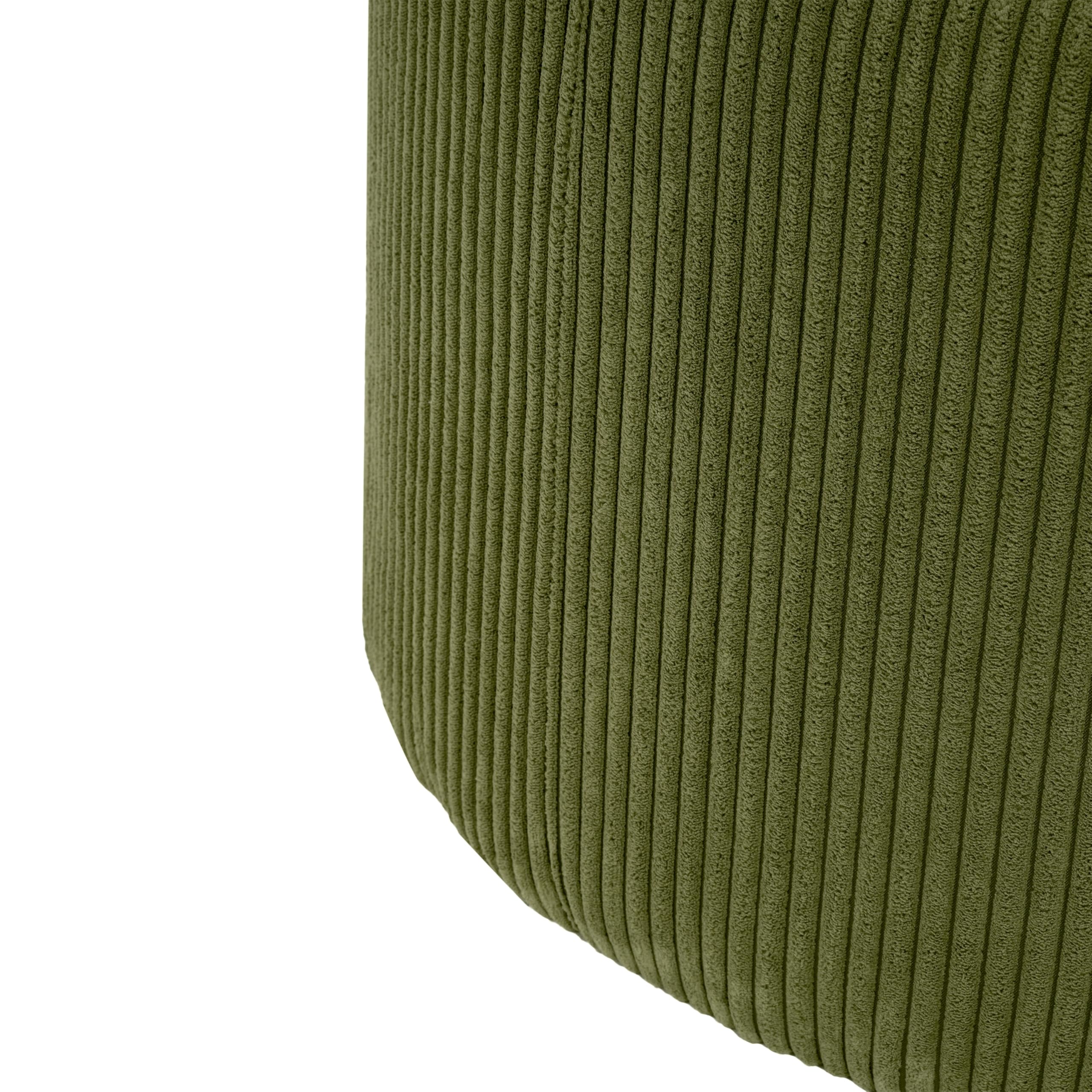 Christopher Knight Home GAVI Corduroy Ottoman Foot Stool, 30" Pouf Footstool Ottoman Seat, Upholstered Foot Chair, Round Footrest, Modern Side Table for Living Room Bedroom Home Decor, Olive Green