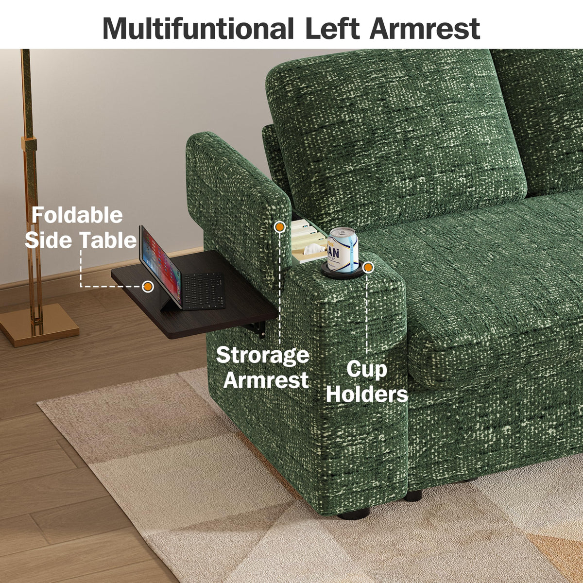 Chenille Pull-Out Sleeper Loveseat