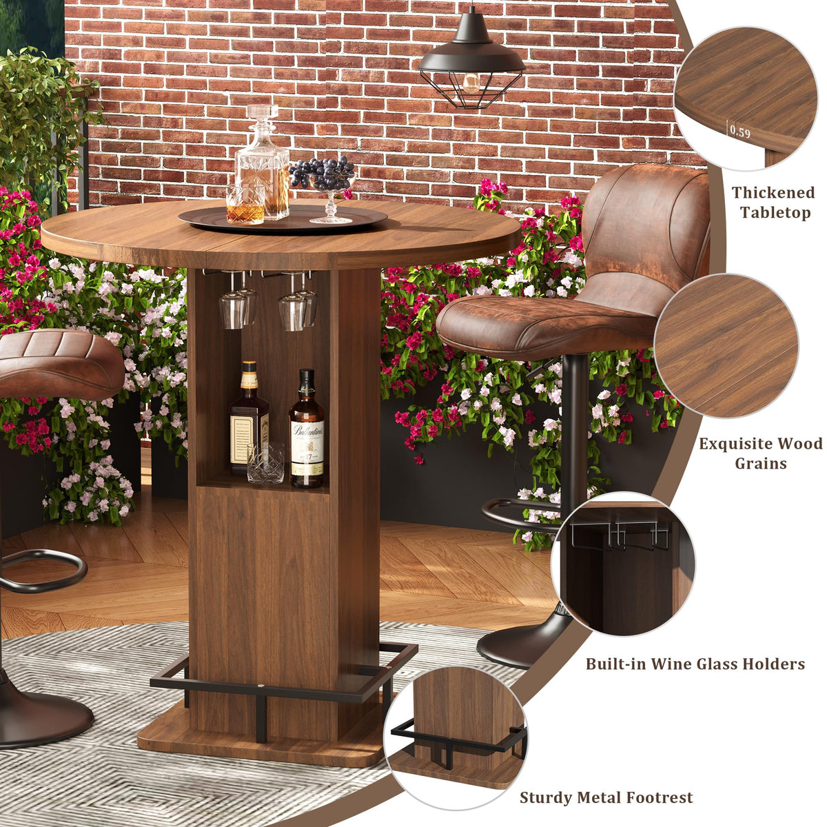 Pub Table with Storage & Footrest
