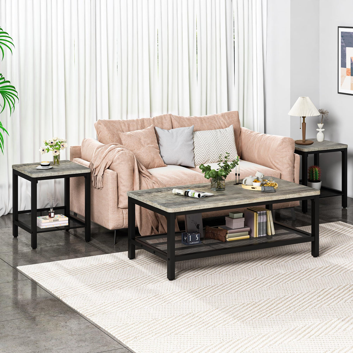 3-Piece Industrial Table Set