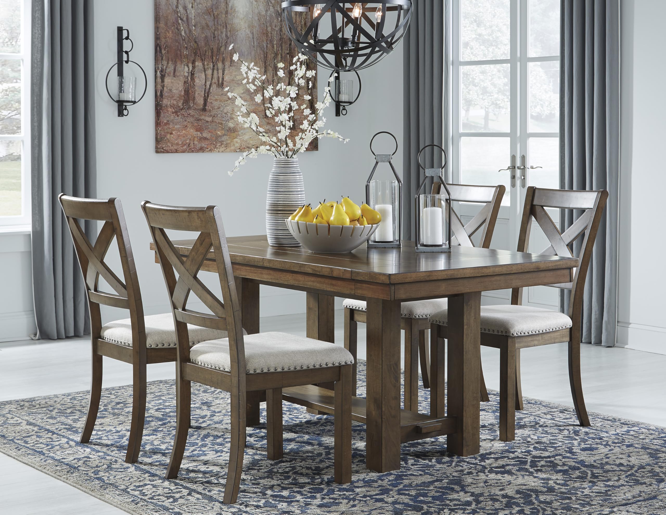 X Back Upholstered Dining Chairs, Set of 2