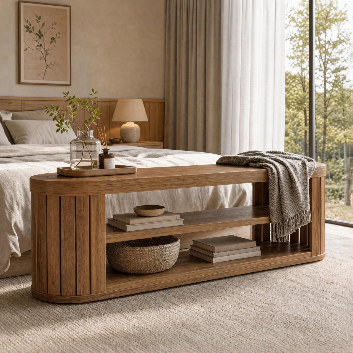 Tribesigns 47.2" 3-Tier Entryway Bench with Shoe Storage