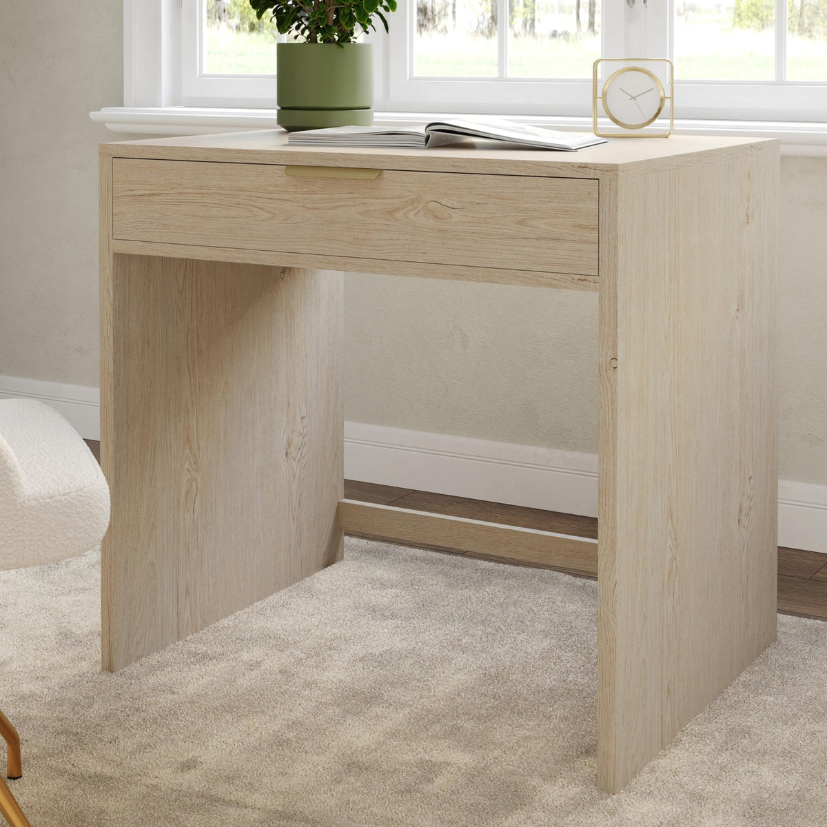 Martha Stewart Kayden Modular Single-Drawer Desk, Light Natural