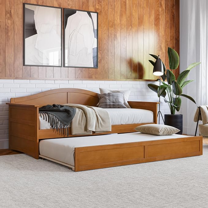 Twin Size Wood Daybed with Trundle